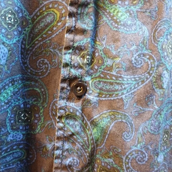 Tasso Elba Blue Paisley Short Sleeve Button Shirt Men's Size L 16 16 1/2 Beach - Picture 6 of 9